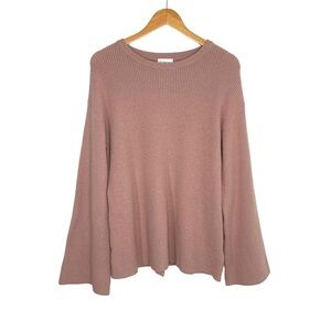 The Drop Womens Alice Back Slit Ribbed Pullover Sweater Small Mauve Bell Sleeve